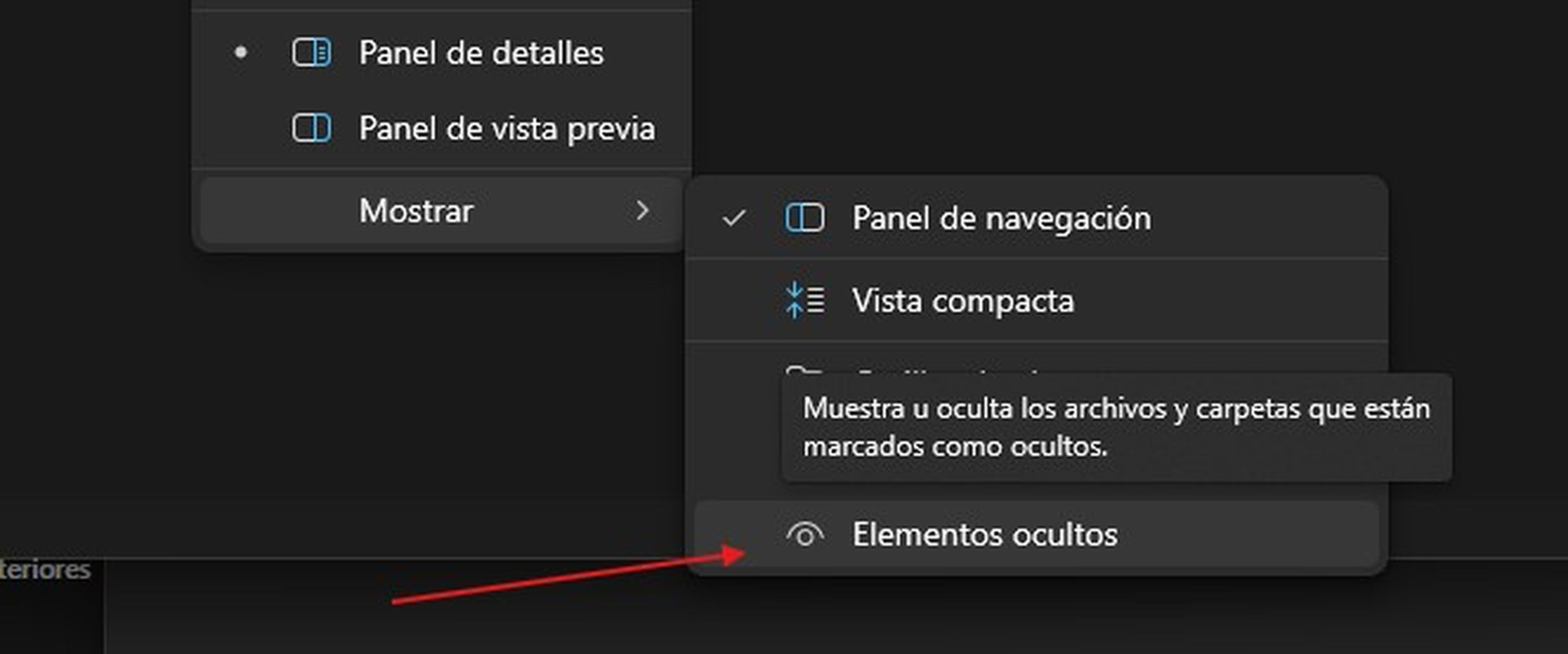 Mostrar elementos ocultos