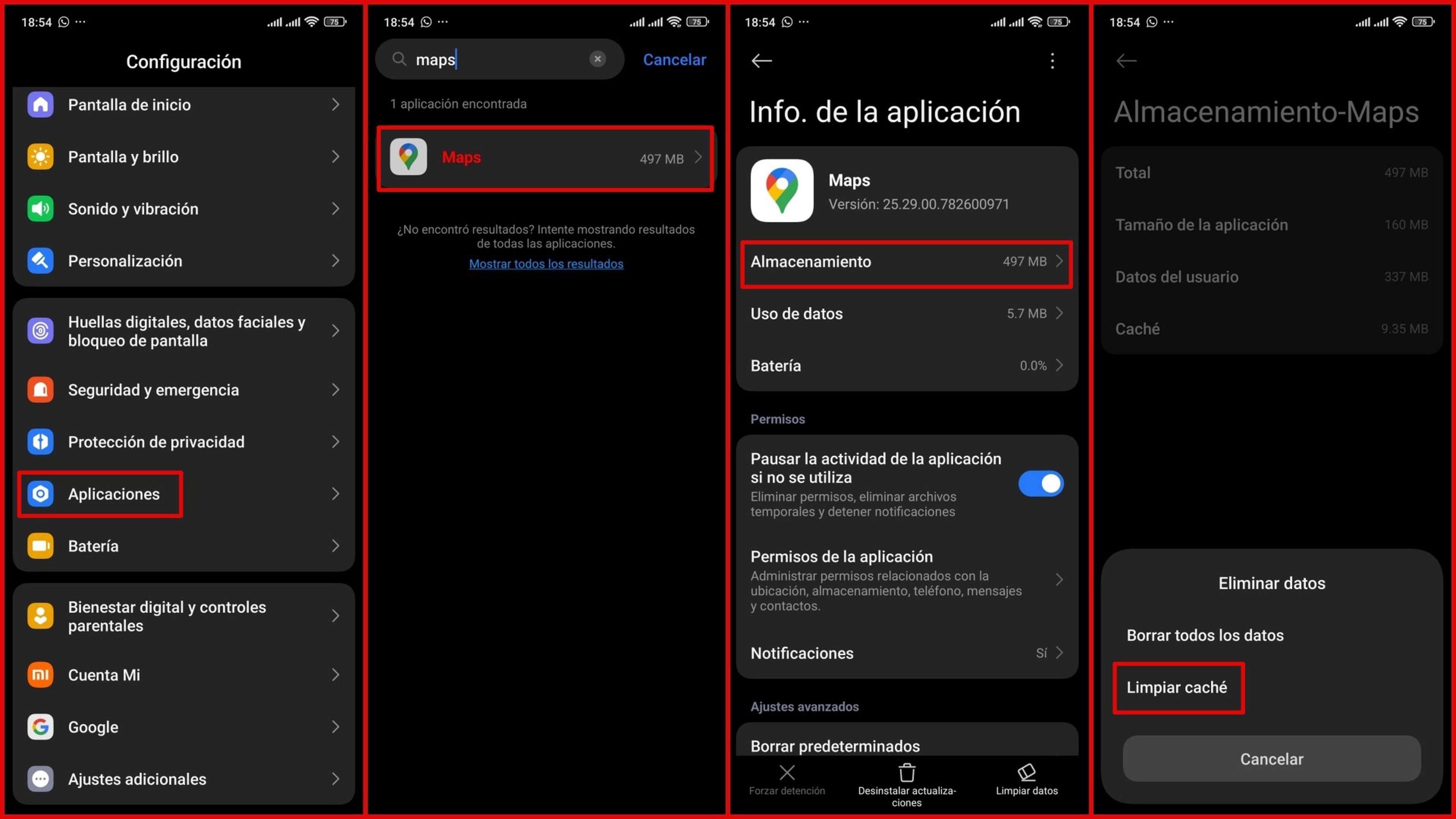 Borrar datos en Maps