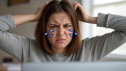 Una chica llorando frente a un ordenador