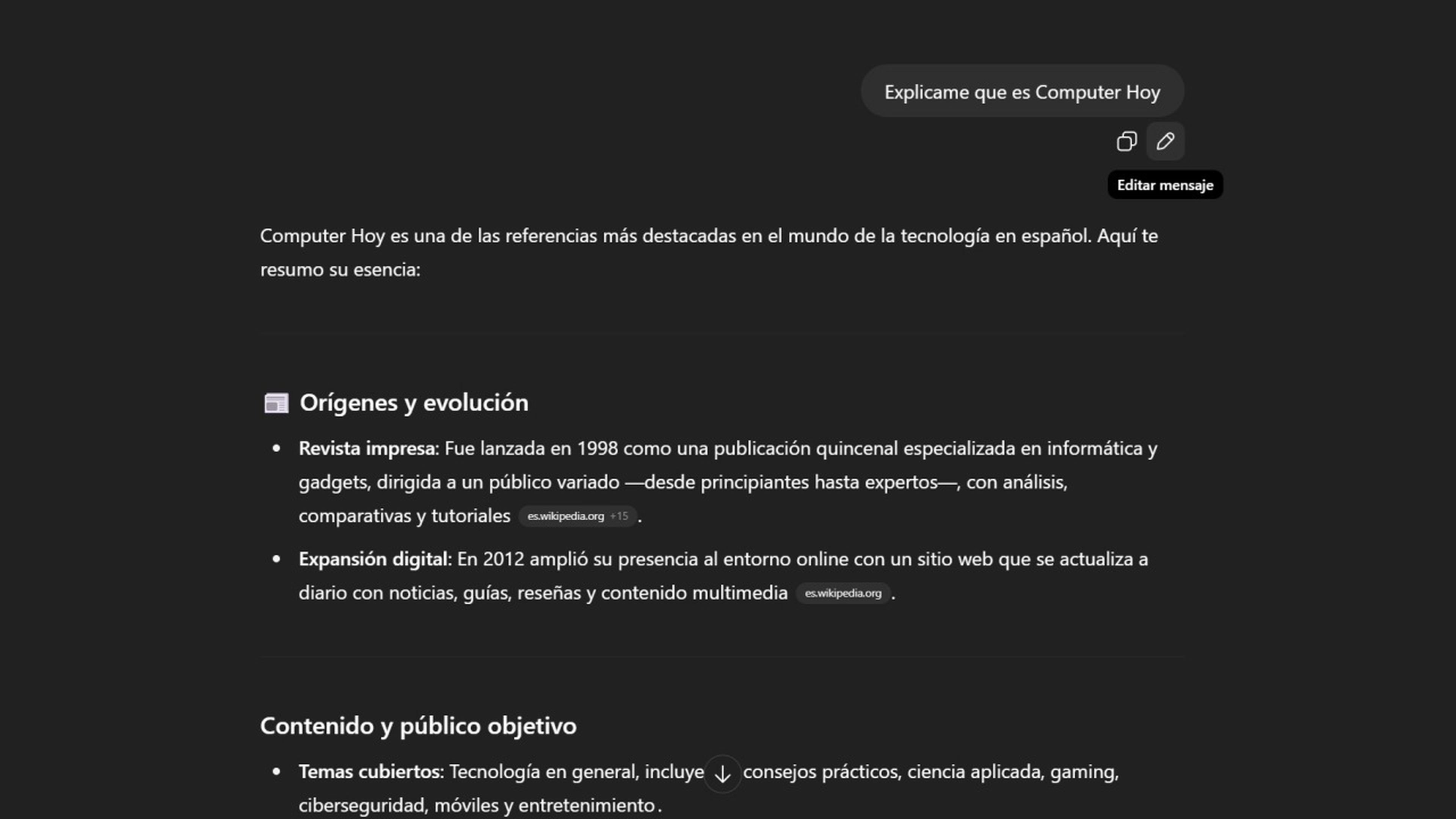 Editar mensaje en ChatGPT