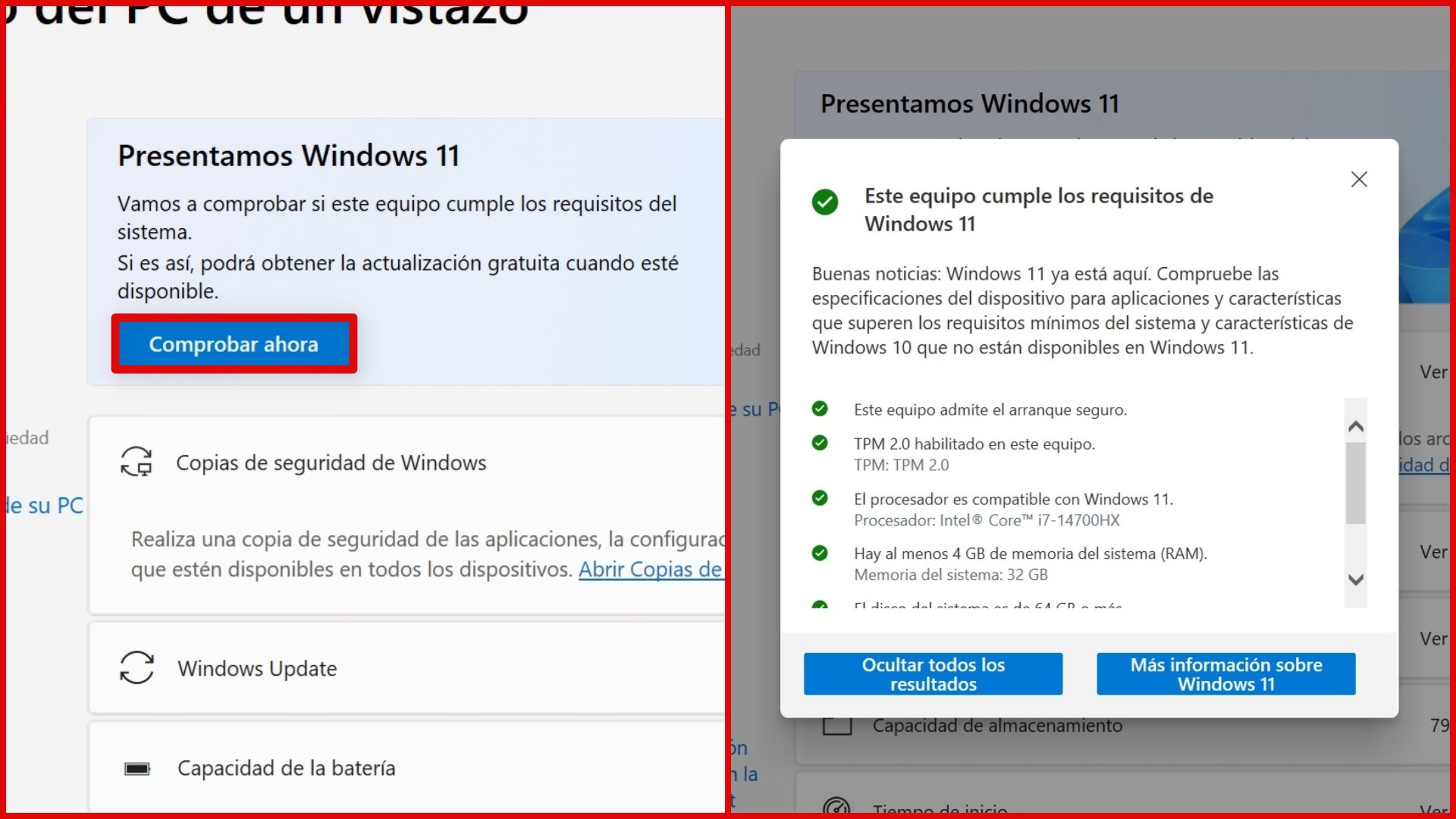 Comprobar si hay compatibilidad con Windows 11
