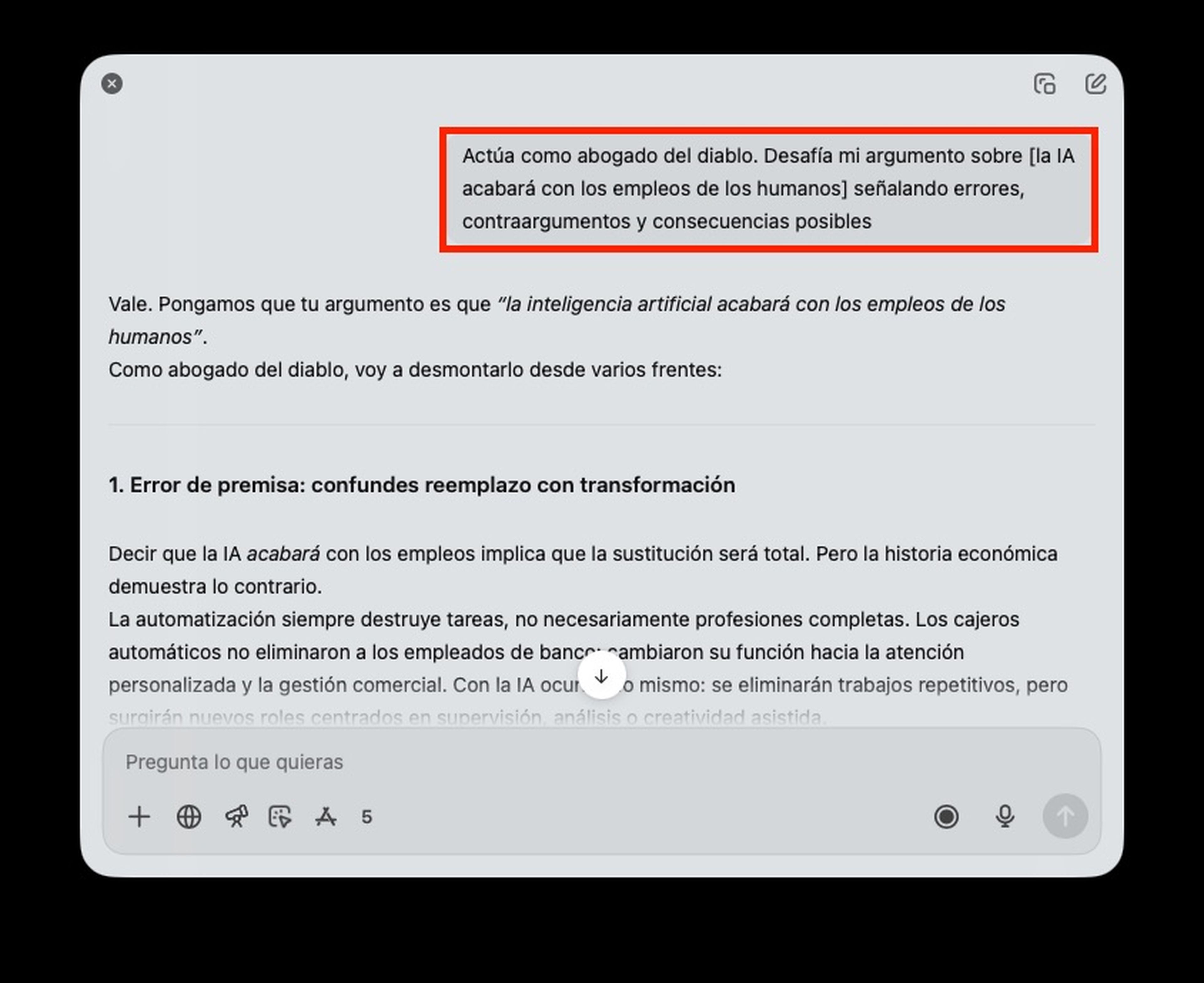 Activar modo "abogado del diablo" de ChatGPT