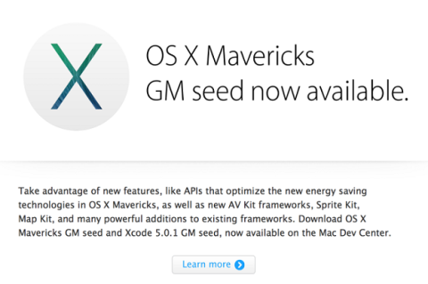Mac OS X Mavericks lanza su versión golden master Mac OS X Mavericks lanza su versión golden master