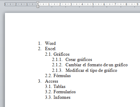 Resultado de imagen para lista multinivel word