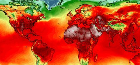 Simulación de temperaturas máximas del 3 de julio Mapa realizado por la Universidad de Maine