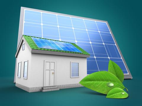 Casa con panel solar Casa con panel solar