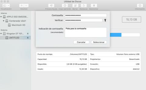 Cifrar disco o memoria externa en Mac