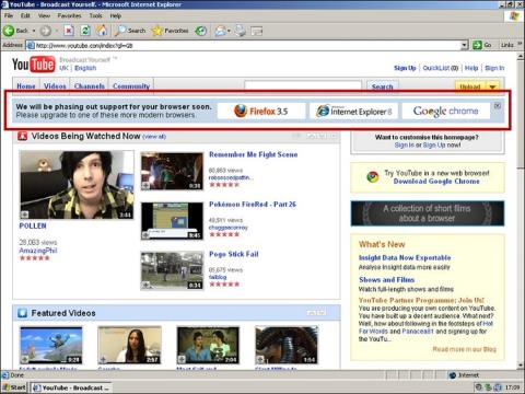 Un ex empleado revela el plan de YouTube para acabar con Internet Explorer 6 YouTube en 2009