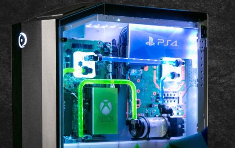 Big O, el PC con una PS4, una Xbox y una Nintendo Switch dentro Big O
