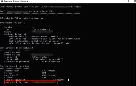Ver claves del WiFi en Windows 10