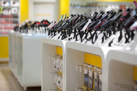 Exposición de móviles en una tienda Exposición de móviles en una tienda