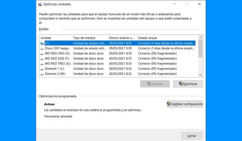 Optimizar unidades Windows 10